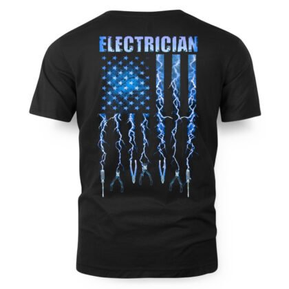 Electrician Lightning Flag Tools Apparel – Patriotic Electrician T-Shirt